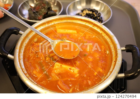 Korean traditional food. Kimchi stew 124270494
