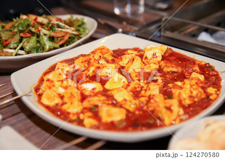 Chinese food. Spicy Bean Curd. mapo tofu 124270580