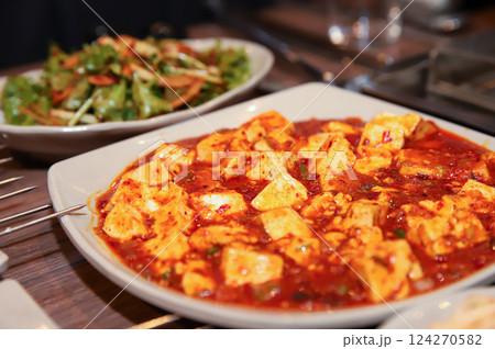 Chinese food. Spicy Bean Curd. mapo tofu 124270582