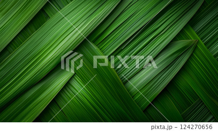 Close up of intertwined palm leaves background concept idea for Palm Sunday and Easter screensaver 124270656