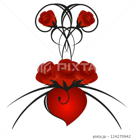 Design with roses and heart. 124270942