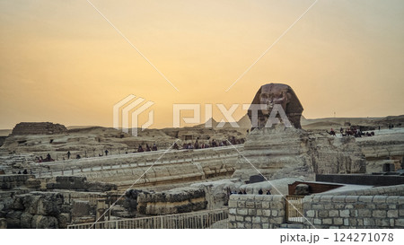 The Great Sphinx of Giza. Giza grand pyramids. Cairo, Ciza, Egypt.  124271078
