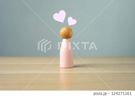 Female human figure with hearts. Concept of love and romance. Search for a partner, online dating. Affection, emotional connection, and relationship aspirations. Love and attraction Female human figure with hearts. Concept of love and romance. Search for a partner, online dating. Affection, emotional connection, and relationship aspirations. Love and attraction 124271161
