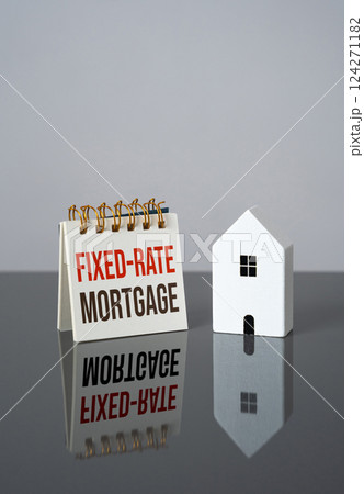 Fixed-rate mortgage and house. Shield borrowers from interest rate fluctuations. Investors security 124271182