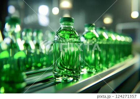 The process of producing water bottles on a factory conveyor 124271357