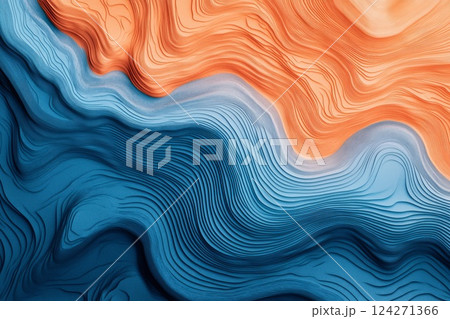 This is an image created by a computer showing a blue and orange wave 124271366