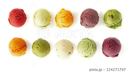 various scoops of ice cream 124271797