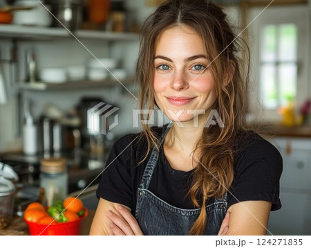 young smiling vegan restaurant ovner portrait young smiling vegan restaurant ovner portrait 124271835