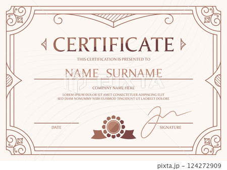 Name certificate retro frame template Name certificate retro frame template 124272909