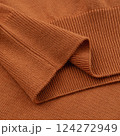 Elastic band of a terracotta orange knitted cotton polo t-shirt 124272949