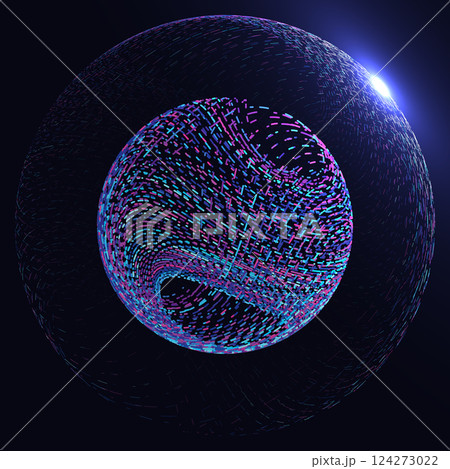 Abstract Sphere with Neon Swirls and Dynamic Colorful Effects 124273022