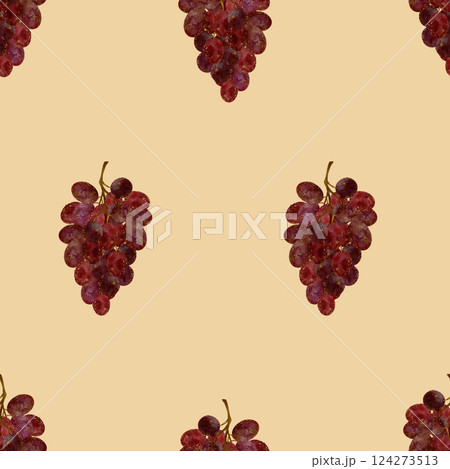 A Stylish and EyeCatching Pattern Featuring Juicy Red Grapes Set Against a Crisp beige Background A Stylish and EyeCatching Pattern Featuring Juicy Red Grapes Set Against a Crisp beige Background 124273513