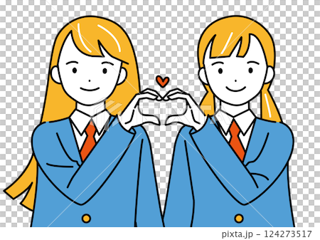 A female student posing to make a heart symbol with her fingers A female student posing to make a heart symbol with her fingers 124273517