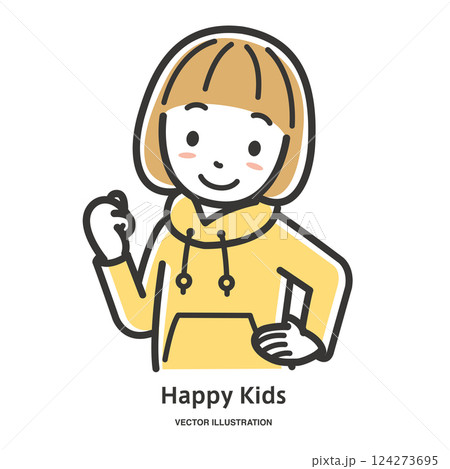 ガッツポーズをする女の子 ガッツポーズをする女の子 124273695