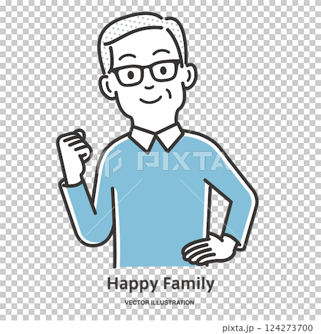 ガッツポーズをするシニアの男性 124273700