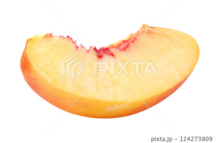 Slice of nectarine peach isolated on white background Slice of nectarine peach isolated on white background 124273809