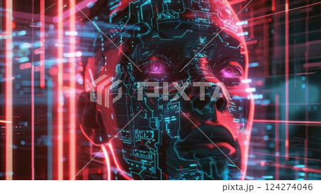 A Sci-Fi Inspired Illustration Of A Human Head A Sci-Fi Inspired Illustration Of A Human Head 124274046
