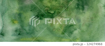 Beautiful green in different shades watercolor wash background, hand drawn design element. Great as an abstract picture, grass patch, textured background for cards, posters, compositions and prints 124274968