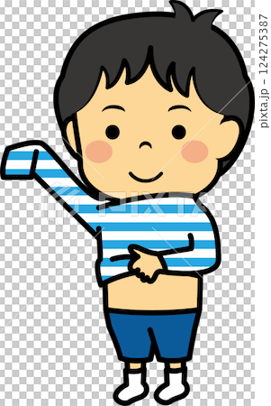 Elementary school boy changing clothes 124275387