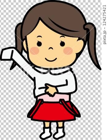 Elementary school girl changing clothes 124275421