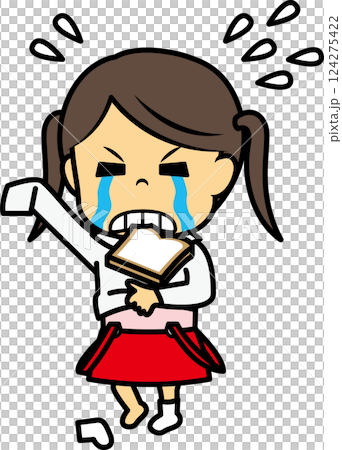 Elementary school girl changing clothes in a hurry 124275422