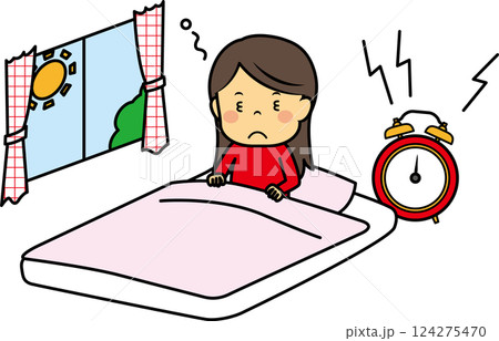 起きたての寝ぼけた小学生女児 124275470