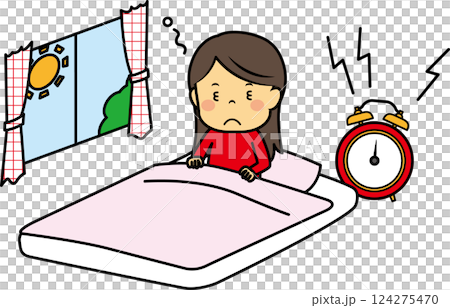 起きたての寝ぼけた小学生女児 124275470