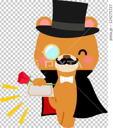 一個小偷角色遞上一張卡片和一朵玫瑰 124275727