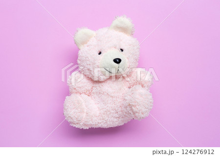 Teddy bear on copy space color background Teddy bear on copy space color background 124276912