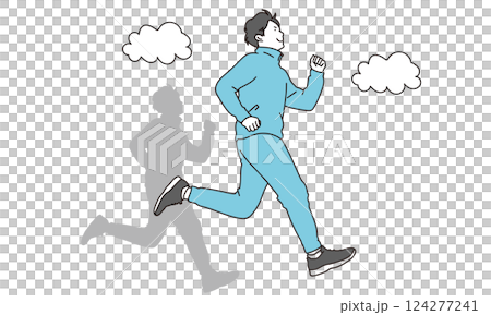 空を駆け上がるイメージの男子生徒のイラスト素材 124277241