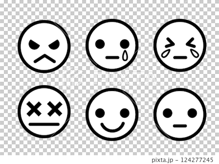 いろいろな表情の赤ちゃんの顔のシンプルなイラストセット 124277245