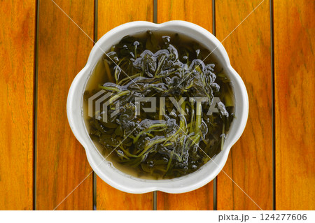 Pickled spider weed, salted fermented vegetable 124277606