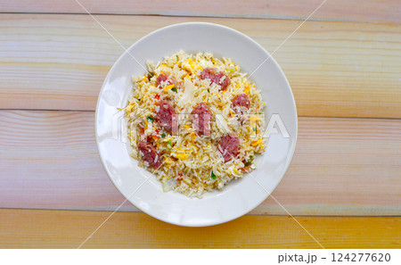 Thai fried rice with sour pork Thai fried rice with sour pork 124277620