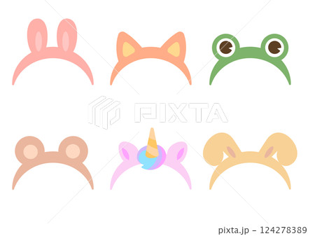 動物コスプレカチューシャのシンプルなイラストセット 124278389