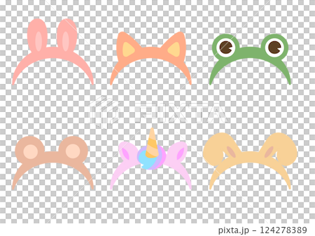 動物コスプレカチューシャのシンプルなイラストセット 124278389