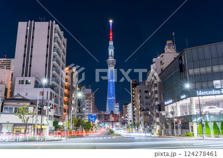 「東京都」日本でのMLB開幕戦に合わせた東京スカイツリーMLB特別ライティング　駒形橋前交差 124278461