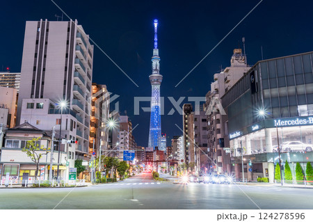「東京都」日本でのMLB開幕戦に合わせた東京スカイツリーMLB特別ライティング 駒形橋前交差 「東京都」日本でのMLB開幕戦に合わせた東京スカイツリーMLB特別ライティング 駒形橋前交差 124278596