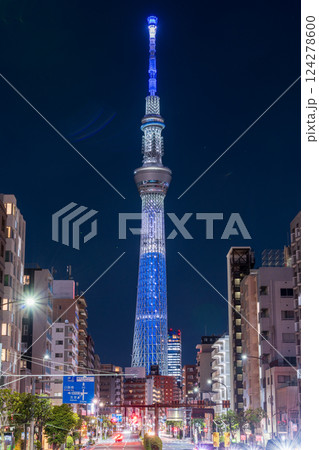 「東京都」日本でのMLB開幕戦に合わせた東京スカイツリーMLB特別ライティング 駒形橋前交差 「東京都」日本でのMLB開幕戦に合わせた東京スカイツリーMLB特別ライティング 駒形橋前交差 124278600
