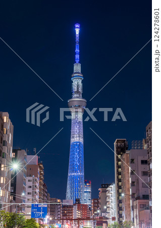 「東京都」日本でのMLB開幕戦に合わせた東京スカイツリーMLB特別ライティング　駒形橋前交差 124278601