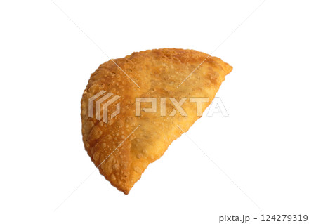 Yellow fried cheburek with an appetizing look on a 124279319