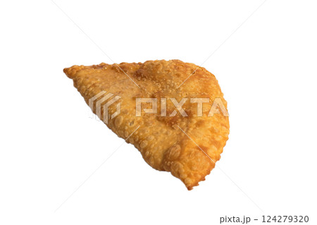 Yellow fried cheburek with an appetizing look on a 124279320