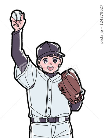 野球をする男の子のイラスト 124279627