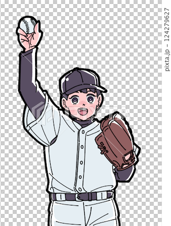 一個男孩在打棒球的插圖 一個男孩在打棒球的插圖 124279627