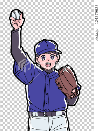 一個男孩在打棒球的插圖 一個男孩在打棒球的插圖 124279628