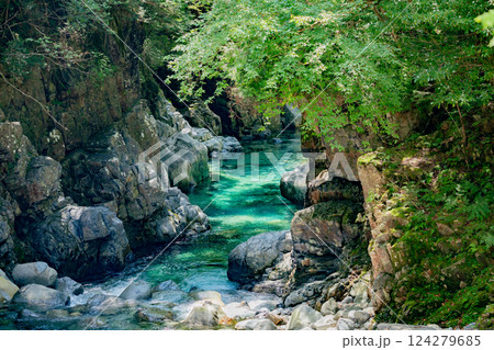 <長野>阿寺渓谷の美しい絶景 <長野>阿寺渓谷の美しい絶景 124279685