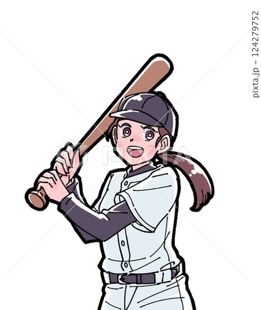 野球をする女の子のイラスト 124279752