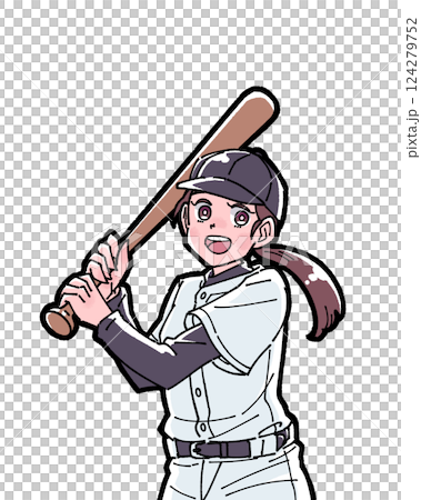 野球をする女の子のイラスト 124279752