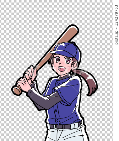 打棒球的女孩插圖 打棒球的女孩插圖 124279753