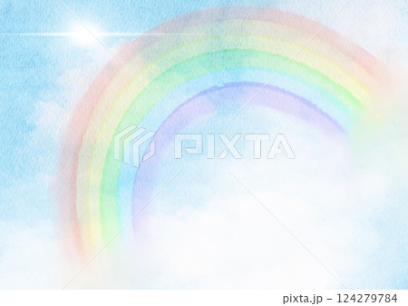 水彩で描いた空のイラスト 水彩で描いた空のイラスト 124279784