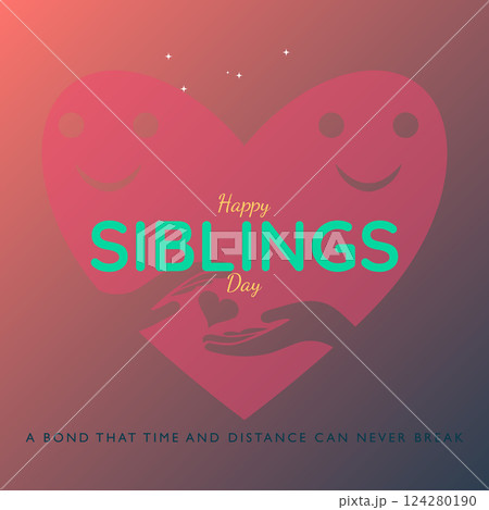 Happy Siblings Day Greeting Card with Heart and Warm Message 124280190